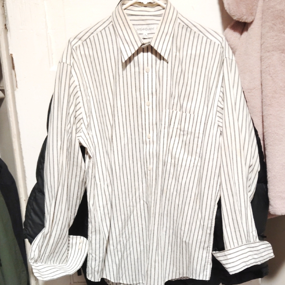 YSL Vertical Chainlinks Button Up Dress Shirt
